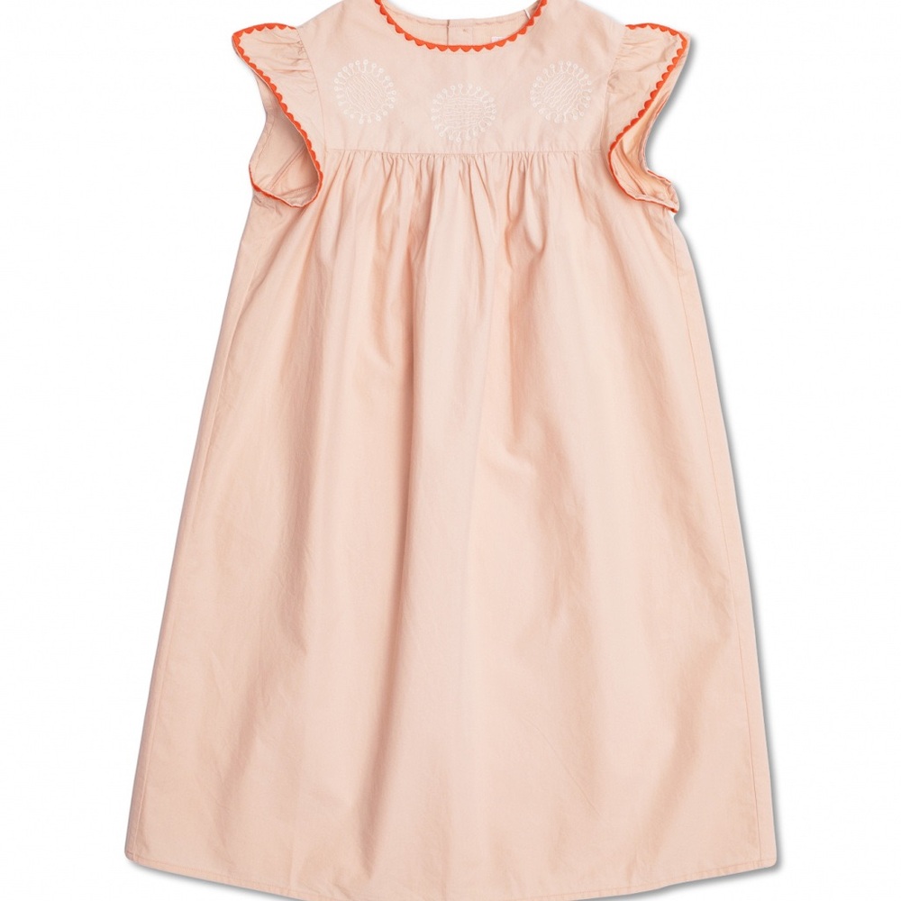 Bonpoint Pink and Orange Dress with Ruffled Sleeves